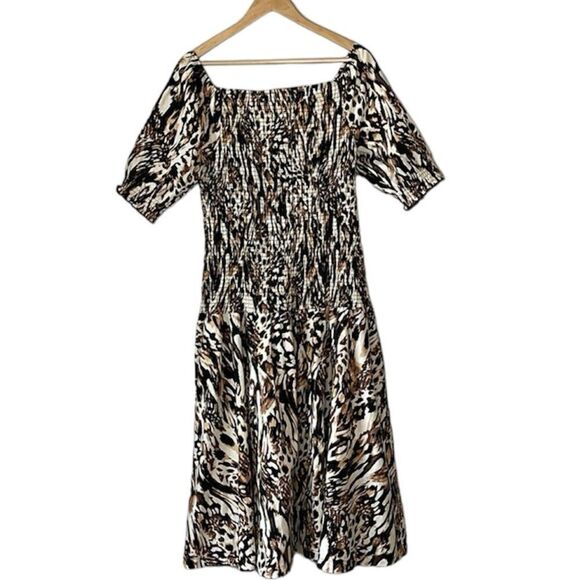 NWOT Midnight Velvet Midi Animal Print Dress XL - Picture 1 of 9